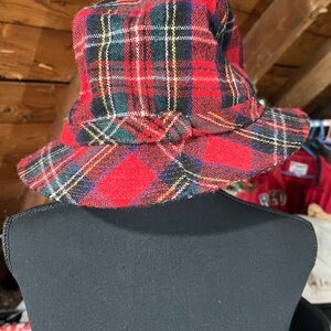 Red tartan hat